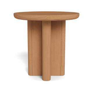 VICTORIA TEAK ROUND SLATTED SIDE TABLE